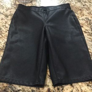 Faux black leather bike shorts